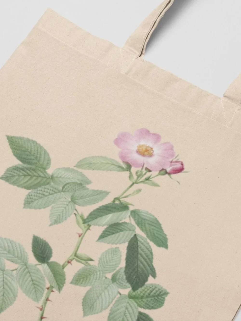 Apple Rose Vintage Floral Print Graphic Canvas Tote Bag